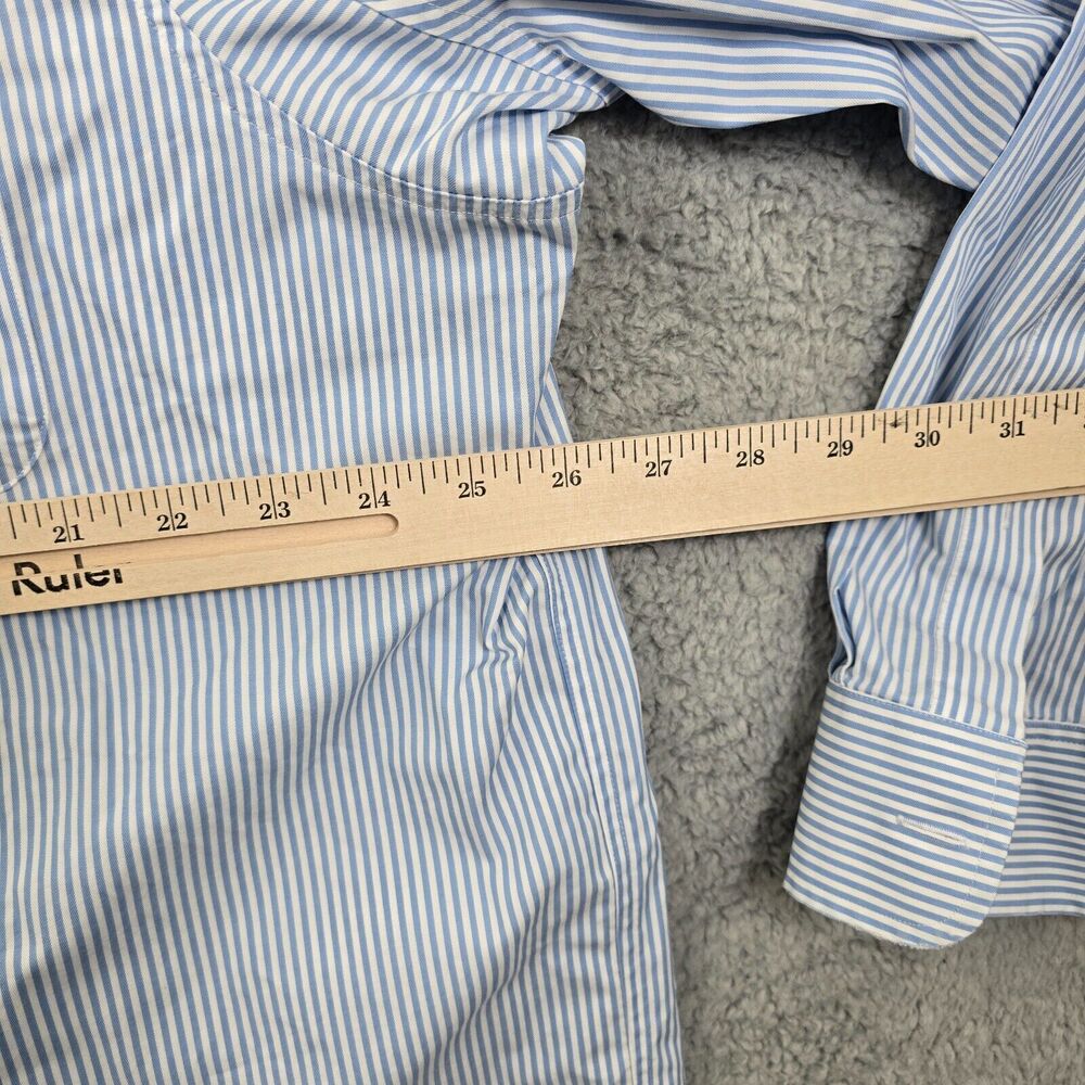 Duluth Trading Men’s Blue White  Striped Button Down Wrinkle Fighter Shirt 2XL - Picture 8 of 11
